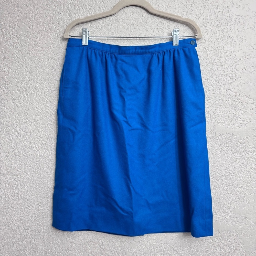 Vintage Pendleton Blue Wool Skirt - Size 14